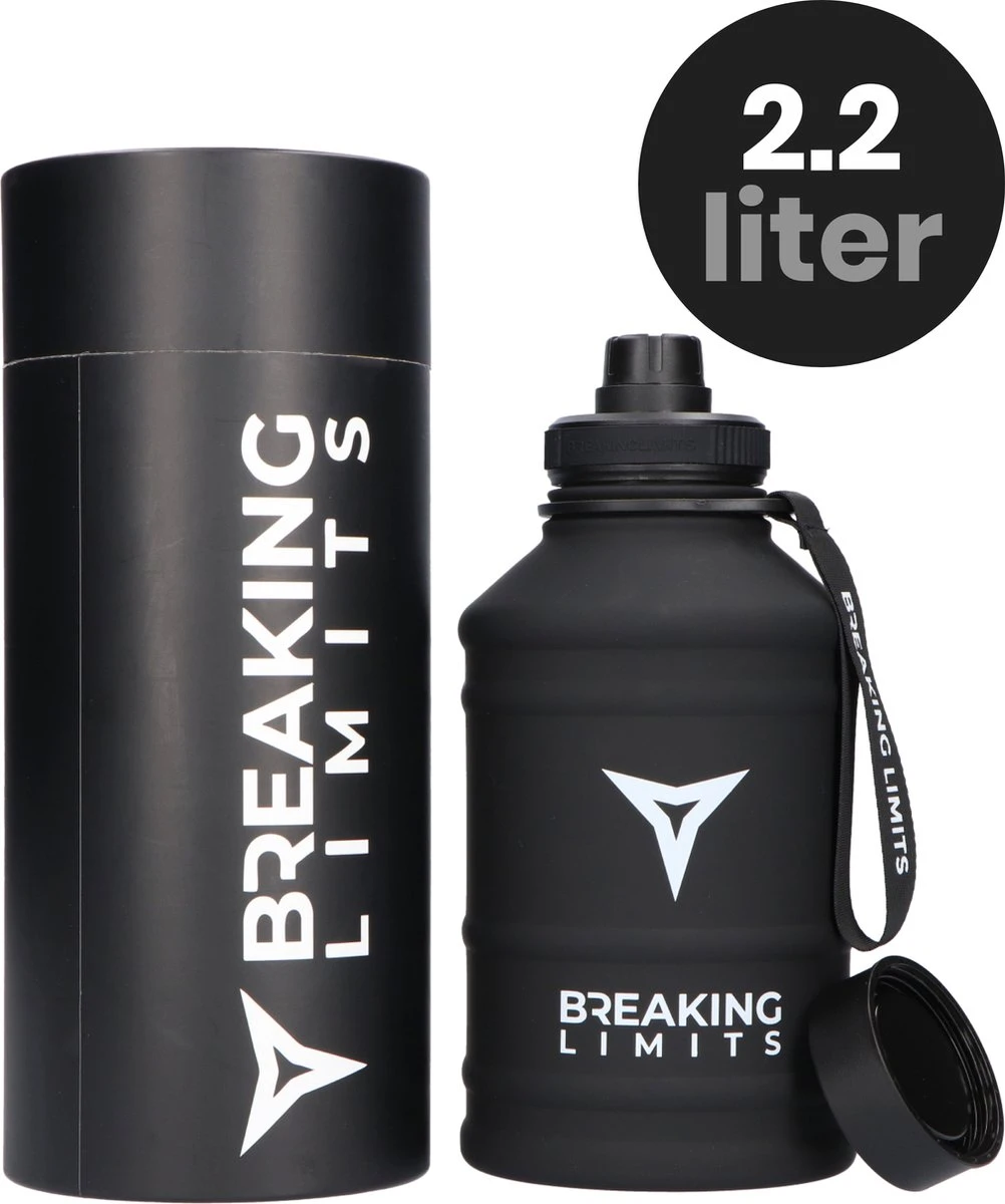 Breaking Limits Stalen Waterfles 2 Liter – Drinkfles – Gemaakt Van Roestvrij Staal – Grote Waterfles – Waterjug – Bidon 2 Liter – 2.2 Liter - Zwart 3 Breaking Limits Stalen Waterfles 2 Liter – Drinkfles – Gemaakt Van Roestvrij Staal – Grote Waterfles – Waterjug – Bidon 2 Liter – 2.2 Liter - Zwart