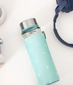 Duurzame Waterfles - Glas - Glazen Drinkfles - 550ml - Inclusief Sleeve - Mint Groen -Waterfles Voor Buiten 1037x1200 2