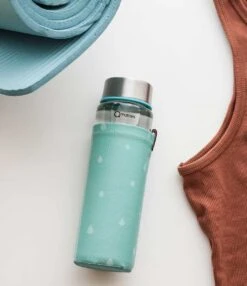 Duurzame Waterfles - Glas - Glazen Drinkfles - 550ml - Inclusief Sleeve - Mint Groen -Waterfles Voor Buiten 1037x1200 4