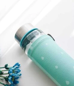 Duurzame Waterfles - Glas - Glazen Drinkfles - 550ml - Inclusief Sleeve - Mint Groen -Waterfles Voor Buiten 1037x1200 5