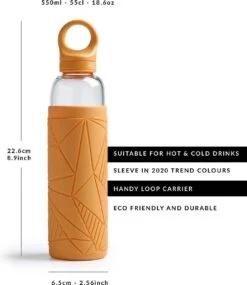 Libbey Waterfles - Glazen Drinkfles - 550 Ml / 55 Cl - Geel - Trendy - Duurzaam - Schokbestendig -Waterfles Voor Buiten 1040x1200 1