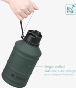 Navaris Waterfles Van Roestvrij Staal - Drinkfles - 2L - Extra Grote Roestvrijstalen Fles Met Drinkdop - Ideaal Tijdens Het Sporten - BPA-vrij -Waterfles Voor Buiten 1041x1200