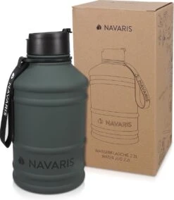 Navaris Waterfles Van Roestvrij Staal - Drinkfles - 2L - Extra Grote Roestvrijstalen Fles Met Drinkdop - Ideaal Tijdens Het Sporten - BPA-vrij -Waterfles Voor Buiten 1045x1200 1