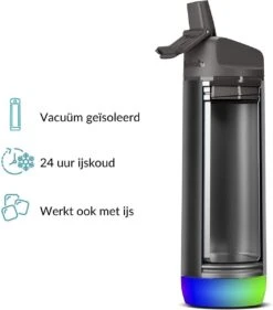 Hidrate Spark Straw Slimme Waterfles - Staal - 620ml - LED Verlichting - Zwart -Waterfles Voor Buiten 1054x1200