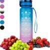 Nimma® Motivatie Waterfles - 1 Liter Drinkfles - Met Tijdmarkeringen En Fruitfilter - Blauw Roze -Waterfles Voor Buiten 1101x1200