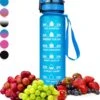 Nimma® Motivatie Waterfles - 1 Liter Drinkfles - Met Tijdmarkeringen En Fruitfilter - Blauw -Waterfles Voor Buiten 1106x1200 1