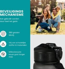 Lacardia Nederlandse Motivatie Waterfles Grijs 'Nederlandse Tekst' - Drinkfles Met Rietje - Waterfles 1 Liter - Waterfles Met Tijdmarkering -Waterfles Voor Buiten 1124x1200