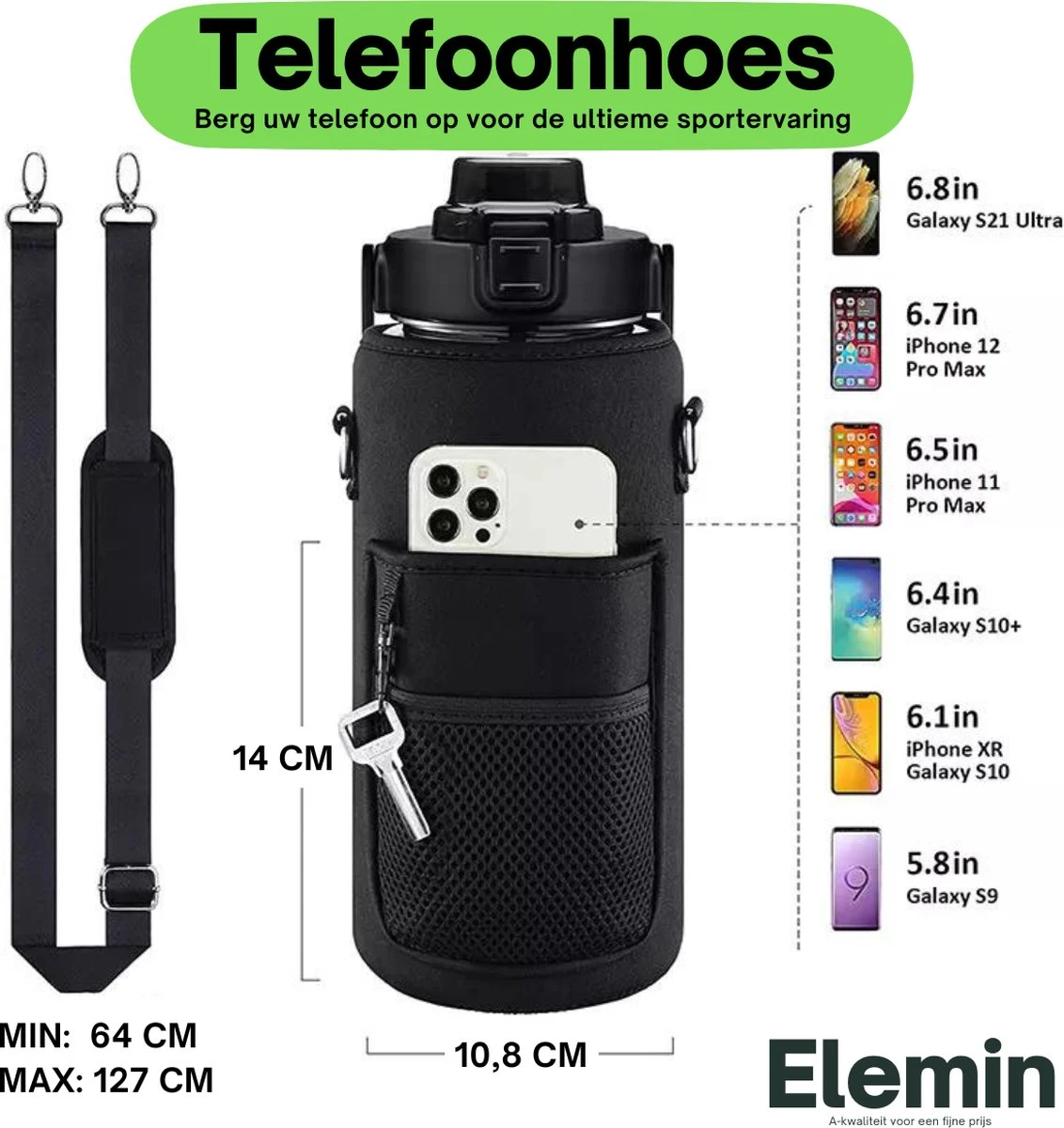 Waterfles 2 Liter + Hoes En Draagband Voor Telefoon - Sportfles - Sport Bidon - Waterfles Met Rietje - Waterkan - Gallon - Schenkfles - Bottle - Drinkfles 2 Liter 7 Waterfles 2 Liter + Hoes En Draagband Voor Telefoon - Sportfles - Sport Bidon - Waterfles Met Rietje - Waterkan - Gallon - Schenkfles - Bottle - Drinkfles 2 Liter - Afbeelding 5