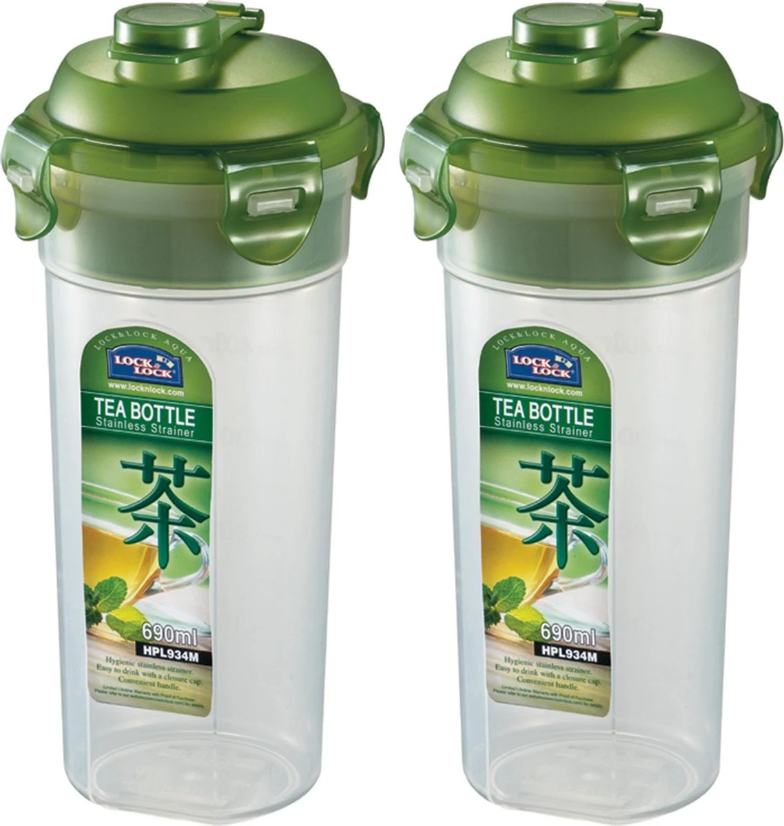 Lock&Lock Theebeker To Go Met Filter - Smoothie Beker Met Deksel - 690 Ml - Set Van 2 Stuks 3 Lock&Lock Theebeker To Go Met Filter - Smoothie Beker Met Deksel - 690 Ml - Set Van 2 Stuks