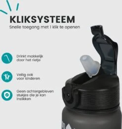 Lacardia Nederlandse Motivatie Waterfles Grijs 'Nederlandse Tekst' - Drinkfles Met Rietje - Waterfles 1 Liter - Waterfles Met Tijdmarkering -Waterfles Voor Buiten 1141x1200 1