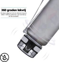 Swilix ® Drinkfles - 1 Liter - Drinkfles Met Tijdmarkering - Grijs -Waterfles Voor Buiten 1146x1200