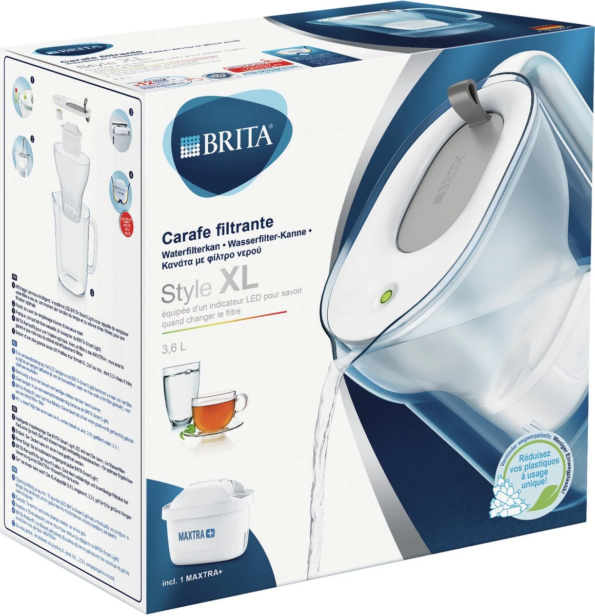 BRITA - Waterfilterkan Style XL - Grijs - 3,5L 11 BRITA - Waterfilterkan Style XL - Grijs - 3,5L - Afbeelding 9