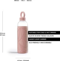 Libbey Waterfles - Glazen Drinkfles - 550 Ml - French Rose -Waterfles Voor Buiten 1171x1200