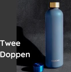 Aquachic - 1L Waterfles Met 2 Doppen En Tijdsmarkeringen - Lekvrij & Licht - Duurzaam - Nederlands Merk - Drink Fles / Bidon- Blauw 1 Liter -Waterfles Voor Buiten 1174x1200 1