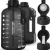 Fitcrafters Waterfles Met Tijdmarkeringen - Motiverende Drinkfles - 2L - BPA Vrij - Zwart -Waterfles Voor Buiten 1175x1200