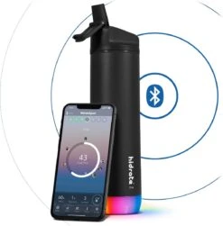 Hidrate Spark Straw Slimme Waterfles - Staal - 620ml - LED Verlichting - Zwart -Waterfles Voor Buiten 1182x1200