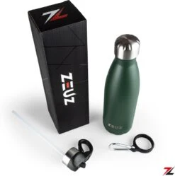 ZEUZ® Premium RVS Thermosfles & Drinkfles - Isoleerfles – Waterfles Met Rietje - BPA Vrij – 500 Ml - Mat Groen -Waterfles Voor Buiten 1190x1200 5