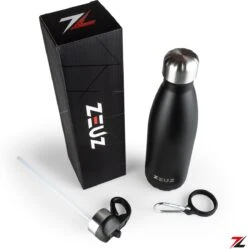 ZEUZ® Premium RVS Thermosfles & Drinkfles - Isoleerfles – Waterfles Met Rietje - BPA Vrij – 500 Ml - Mat Zwart -Waterfles Voor Buiten 1190x1200 6