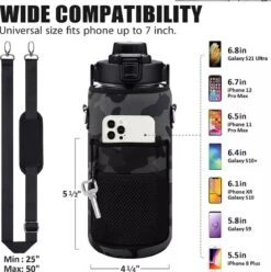 Merkloos Waterfles 2 Liter MET Sleeve Camo Zwart - Gratis Armband! - Waterfles Met Rietje -Drinkfles Met Rietje - Grote Waterfles - Bottle 2 Liter - Sportbidon - Sportfles Fitness - Waterkan - Gallon - Schenkfles - Waterflessen - Drinkbus -Waterfles Voor Buiten 1193x1200 3