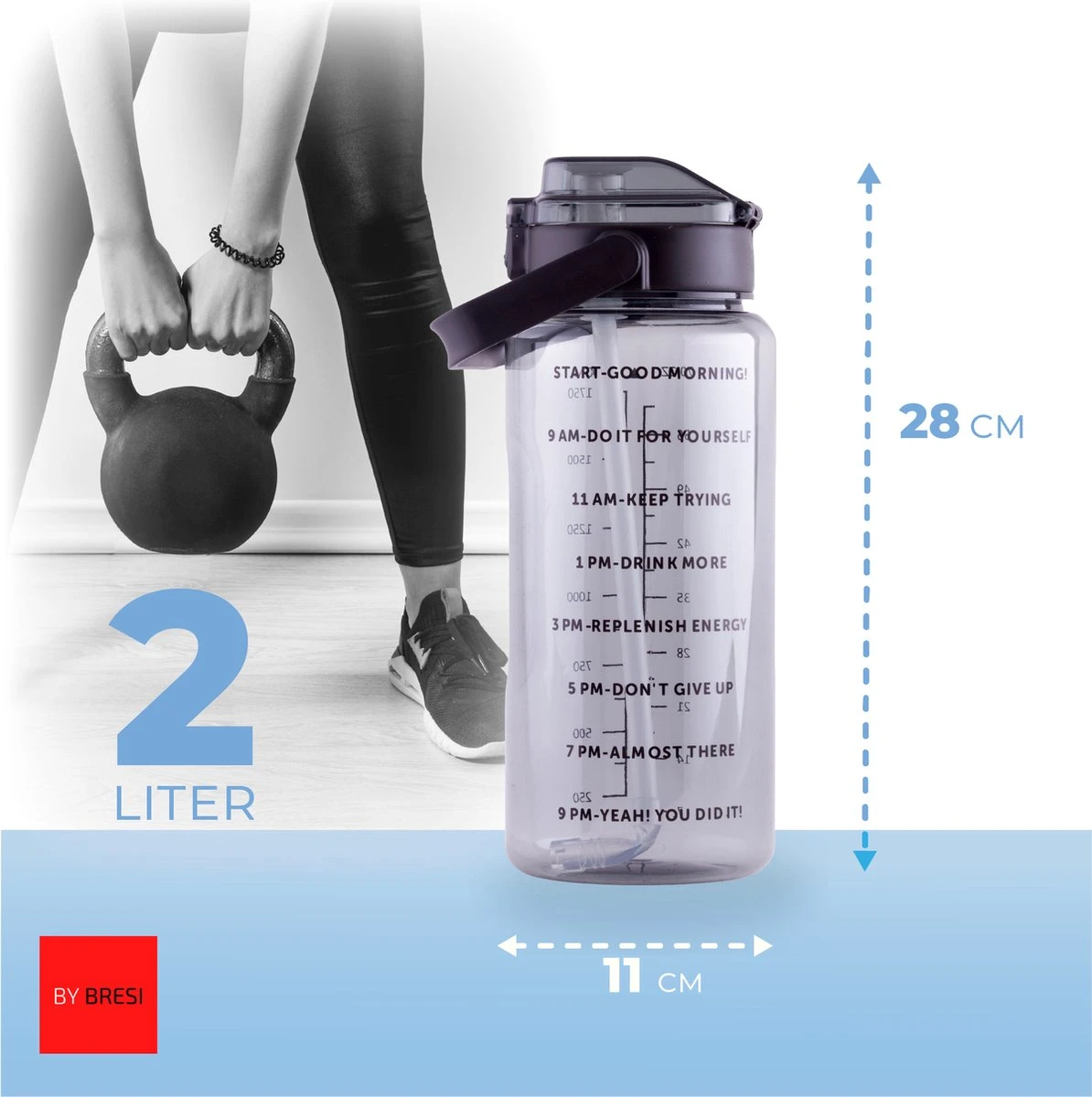By Bresi - Waterfles 2 Liter Zwart Transparant - Gratis Armband! - Waterfles Met Rietje - Grote Waterfles - Drinkbus - Sportbidon - Twee Liter Waterfles - Sportfles Fitness - Bottle 2 Liter- Drinkfles - Schenkfles - Waterflessen 4 By Bresi - Waterfles 2 Liter Zwart Transparant - Gratis Armband! - Waterfles Met Rietje - Grote Waterfles - Drinkbus - Sportbidon - Twee Liter Waterfles - Sportfles Fitness - Bottle 2 Liter- Drinkfles - Schenkfles - Waterflessen - Afbeelding 2