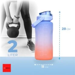 By Bresi - Waterfles 2 Liter Blauw/Oranje - Gratis Armband - Waterfles Met Rietje - Grote Waterfles - Sportbidon - Twee Liter Waterfles - Sportfles - Sportfles Fitness - Bottle 2 Liter- Drinkfles - Schenkfles - Drinkbus - Waterflessen -Waterfles Voor Buiten 1194x1200 7