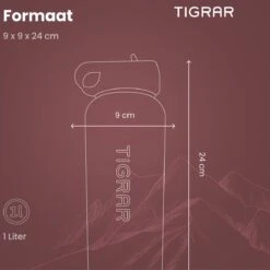 Tigrar - Waterfles Met Rietje - Drinkfles 1 Liter - Thermosfles - RVS - Rood - Incl. Extra Dop, 3 Rietjes En Reiniger -Waterfles Voor Buiten 1198x1200 13
