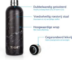 TIGR The Combo - Voordeelset Minimalist Thermosfles En Cup Warmhoudbeker - 500ml - Zwart Marmer -Waterfles Voor Buiten 1200x1001 8