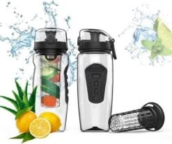 Merkloos Waterfles Met Fruit Infuser - 900ml- 100% BPA Vrij - Zwart - Sportfles - Detox Waterfles-Waterfles Met Fruit Filter -Waterfles Voor Buiten 1200x1012 2