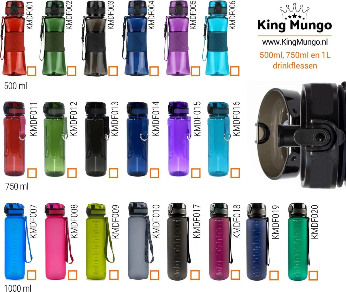 Drinkfles Herbruikbare Waterfles | 500 Ml Lichtblauw | Vaatwasserbestendig Drinkbus Bidon | King Mungo KMDF006 12 Drinkfles Herbruikbare Waterfles | 500 Ml Lichtblauw | Vaatwasserbestendig Drinkbus Bidon | King Mungo KMDF006 - Afbeelding 10