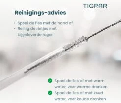 Tigrar - Waterfles - Drinkfles - Thermosfles 1 Liter Dubbelwandig - RVS - (Staal) Blauw - Incl. Extra Dop 3 Rietjes En Reiniger -Waterfles Voor Buiten 1200x1022 3