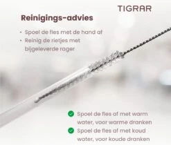 Tigrar - Waterfles Met Rietje - Drinkfles 1 Liter - Thermosfles - RVS - Rood - Incl. Extra Dop, 3 Rietjes En Reiniger -Waterfles Voor Buiten 1200x1022 5