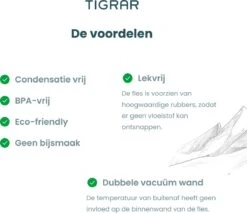 Tigrar - Waterfles - Drinkfles - Thermosfles 1 Liter Dubbelwandig - RVS - (Staal) Blauw - Incl. Extra Dop 3 Rietjes En Reiniger -Waterfles Voor Buiten 1200x1035 2