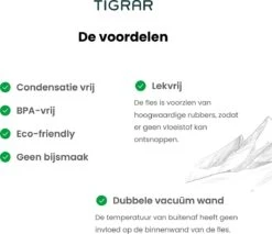 Tigrar - Drinkfles - Waterfles - Thermosfles 1 Liter - RVS - (Grafiet) Zwart - Incl. Extra Dop 3 Rietjes En Reiniger -Waterfles Voor Buiten 1200x1035 4