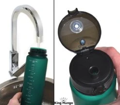 Drinkfles 1 Liter Volwassenen - Sport Bidon Drinkbus 1000ml - Donkergroen - King Mungo KMDF020 -Waterfles Voor Buiten 1200x1050