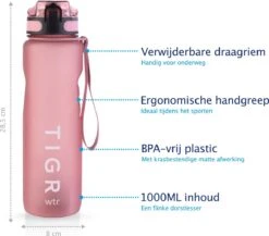 TIGR The Athlete - Drinkfles - Waterfles Met Fruit Filter - 1000ml - Rosé Goud - Met Mengbal Voor Shakes 10 TIGR The Athlete - Drinkfles - Waterfles Met Fruit Filter - 1000ml - Rosé Goud - Met Mengbal Voor Shakes -Waterfles Voor Buiten 1200x1054