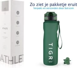 TIGR The Athlete - Drinkfles - Waterfles Met Fruit Filter - 1000ml - Groen - Met Mengbal Voor Shakes -Waterfles Voor Buiten 1200x1068