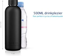 TIGR Minimalist - Drinkfles - Thermosfles - RVS - 500ml - Zwart - Black Edition -Waterfles Voor Buiten 1200x1069 1