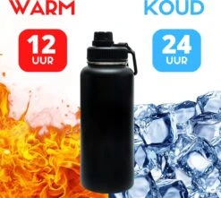 Drinkfles - Onyx Black - 1 Liter - Extra Dop Met Rietje & Drinktuit - Waterfles Met Rietje - Isoleerfles - BPA Vrij - Lekvrij -Waterfles Voor Buiten 1200x1075 3
