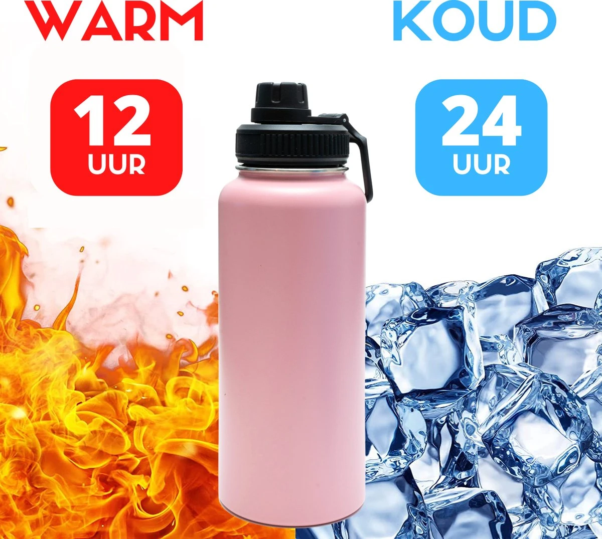 Drinkfles - Pastel Pink - 1 Liter - Extra Dop Met Rietje & Drinktuit - Waterfles Met Rietje - Isoleerfles - BPA Vrij - Lekvrij 8 Drinkfles - Pastel Pink - 1 Liter - Extra Dop Met Rietje & Drinktuit - Waterfles Met Rietje - Isoleerfles - BPA Vrij - Lekvrij - Afbeelding 6