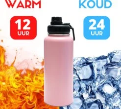 Thermosfles - Pastel Pink - 1 Liter - Extra Dop Met Rietje & Drinktuit - Thermosflessen - Isoleerfles - BPA Vrij - Lekvrij - Thermosfles 1 Liter - Isoleerfles 1 Liter - Thermoskan - Isoleerbeker - Thermosbeker -Waterfles Voor Buiten 1200x1075 9