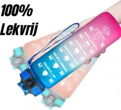 Merkloos Motivatie Waterfles - 1 Liter Fles - Waterfles Met Tijdmarkeringen - Inclusief Accessoires -Waterfles Voor Buiten 1200x1090