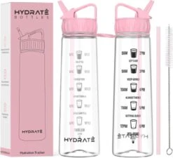 HYDRATE 900ml Drinkfles Met Tijdmarkeringen - Sport Waterfles Met Rietje, BPA-vrije Drinkfles Rietje Van Tritan Ideaal Voor Sportschool, Kantoor, Wandelen, Fitness, Sportfles (Zacht Roze) 24 HYDRATE 900ml Drinkfles Met Tijdmarkeringen - Sport Waterfles Met Rietje, BPA-vrije Drinkfles Rietje Van Tritan Ideaal Voor Sportschool, Kantoor, Wandelen, Fitness, Sportfles (Zacht Roze) -Waterfles Voor Buiten 1200x1094 13