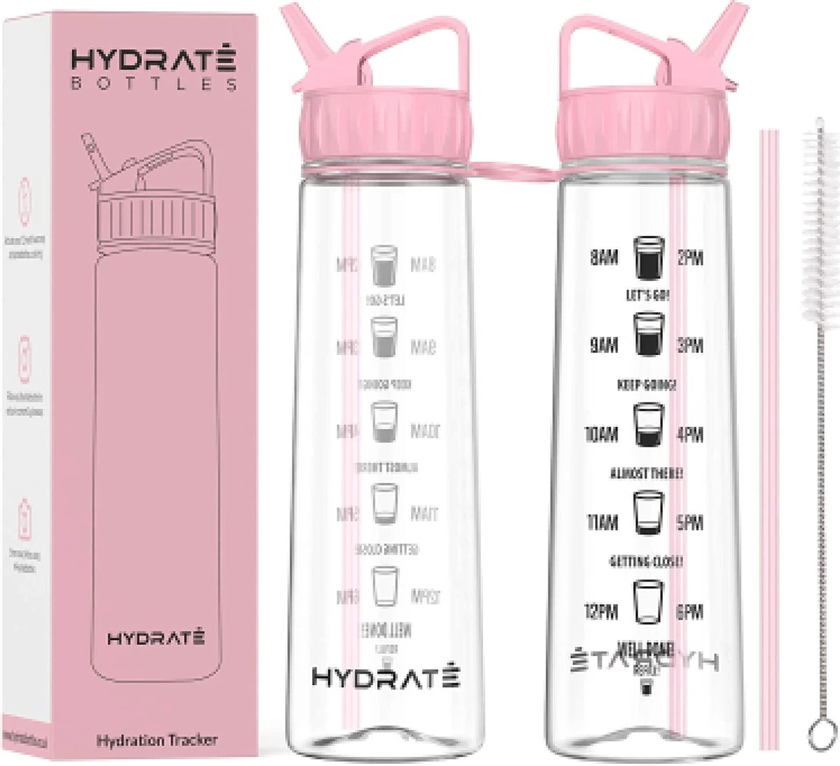 HYDRATE 900ml Drinkfles Met Tijdmarkeringen - Sport Waterfles Met Rietje, BPA-vrije Drinkfles Rietje Van Tritan Ideaal Voor Sportschool, Kantoor, Wandelen, Fitness, Sportfles (Zacht Roze) 13 HYDRATE 900ml Drinkfles Met Tijdmarkeringen - Sport Waterfles Met Rietje, BPA-vrije Drinkfles Rietje Van Tritan Ideaal Voor Sportschool, Kantoor, Wandelen, Fitness, Sportfles (Zacht Roze) - Afbeelding 11