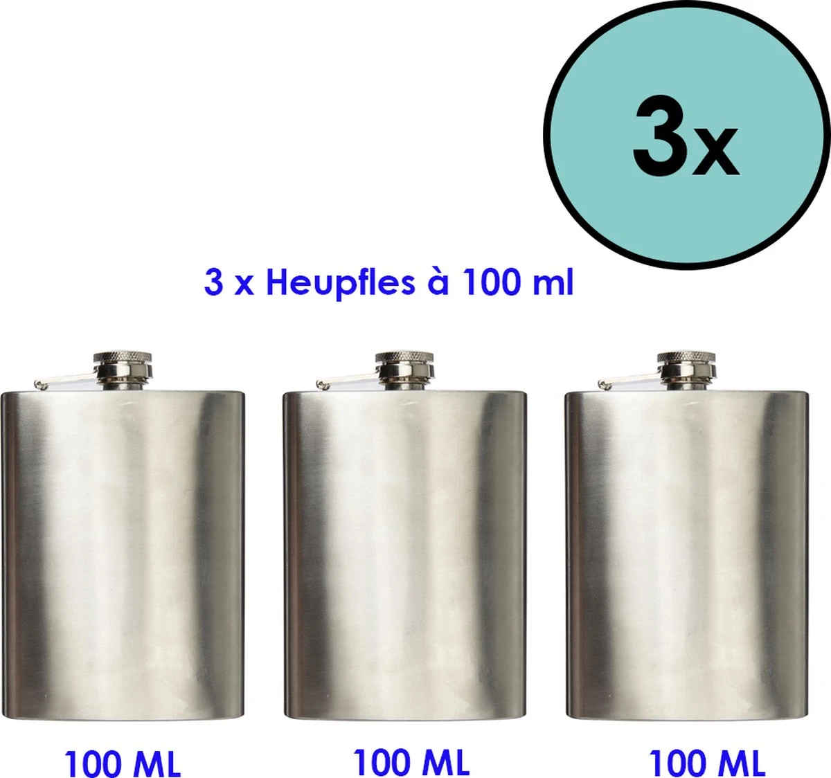 Lupine Heupfles - Platvink - Veldfles - Zakflacon - 100 Ml - 3 Stuks 3 Lupine Heupfles - Platvink - Veldfles - Zakflacon - 100 Ml - 3 Stuks