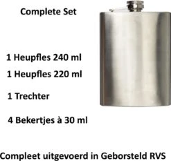 Lupine 2x Heupfles - Zakflacon - Platvink - Veldfles - RVS - 4 Bekertjes & Trechter -Waterfles Voor Buiten 1200x1131