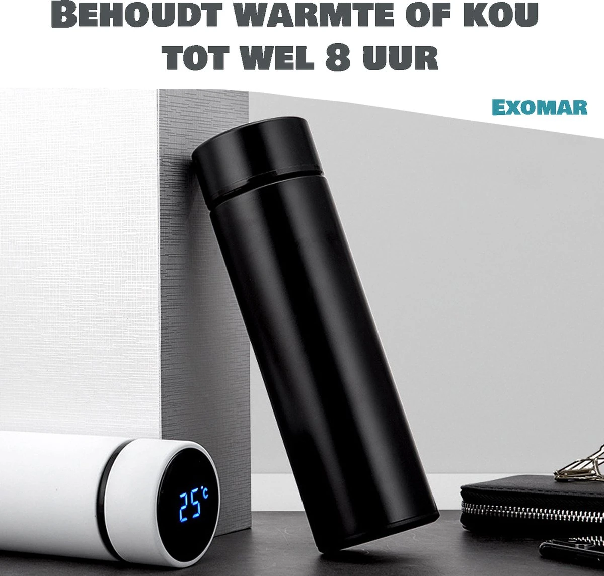 Exomar® Slimme Thermosfles Met LCD Temperatuur Display - Curver Isolatiefles 500 ML - Matte Finish - Thermosbeker - Isoleerfles - Dubbelwandige Thermosfles - Thermoskan - Travel Mug - Bidon Drinkfles - Drinkflessen - RVS - Koffiebeker - Smart Thermos 6 Exomar® Slimme Thermosfles Met LCD Temperatuur Display - Curver Isolatiefles 500 ML - Matte Finish - Thermosbeker - Isoleerfles - Dubbelwandige Thermosfles - Thermoskan - Travel Mug - Bidon Drinkfles - Drinkflessen - RVS - Koffiebeker - Smart Thermos - Afbeelding 4
