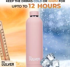 Pulver - RVS Thermosfles / Drinkfles – BPA Vrij – 750 Ml - Waterfles Met Draaidop – Drinkfles – Dubbele Isolatie - Rubberen Coating- Licht Roze -Waterfles Voor Buiten 1200x1150 2