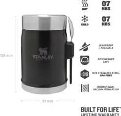 Stanley The Legendary Food Jar + Spork 0,4L - Thermosfles - Matt Black -Waterfles Voor Buiten 1200x1151 4