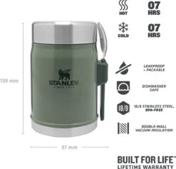Stanley The Legendary Food Jar + Spork 0,4L - Thermosfles - Hammertone Green 11 Stanley The Legendary Food Jar + Spork 0,4L - Thermosfles - Hammertone Green -Waterfles Voor Buiten 1200x1151 5
