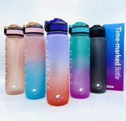 Seniq Motivatie Waterfles - 1 Liter - Drinkfles Met Tijdmarkering - Rietje - Groen Paars -Waterfles Voor Buiten 1200x1159 4